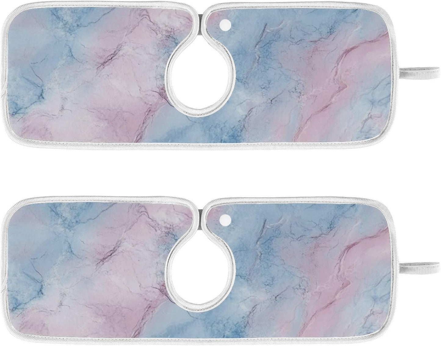 tray around faucet for kitchen sink Fast-Drying hangable sink matt for kitchen Sink Splash Guard & Protectors 23.6”--Pink and Light Blue Marble Texture