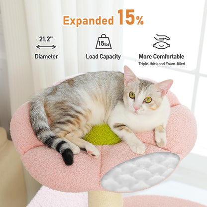 MUTTROS 50" Pink Flower Cat Tree for Large Heavy Cats, Maine Coon Cat Tower with Extra Thick Scratching Posts (φ4.3in), Spacious Cat Condo for Big Cats 20 lbs, Soft Top Bed-Green