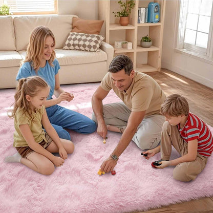 FinRèc Pink Rugs for Bedroom Living Room, 3x5 Feet Fluffy Shag Area Rug, Non-Slip Fuzzy Furry Rug for Kids Room Girl Dorm Room Home Decor, Indoor Shaggy Floor Carpet