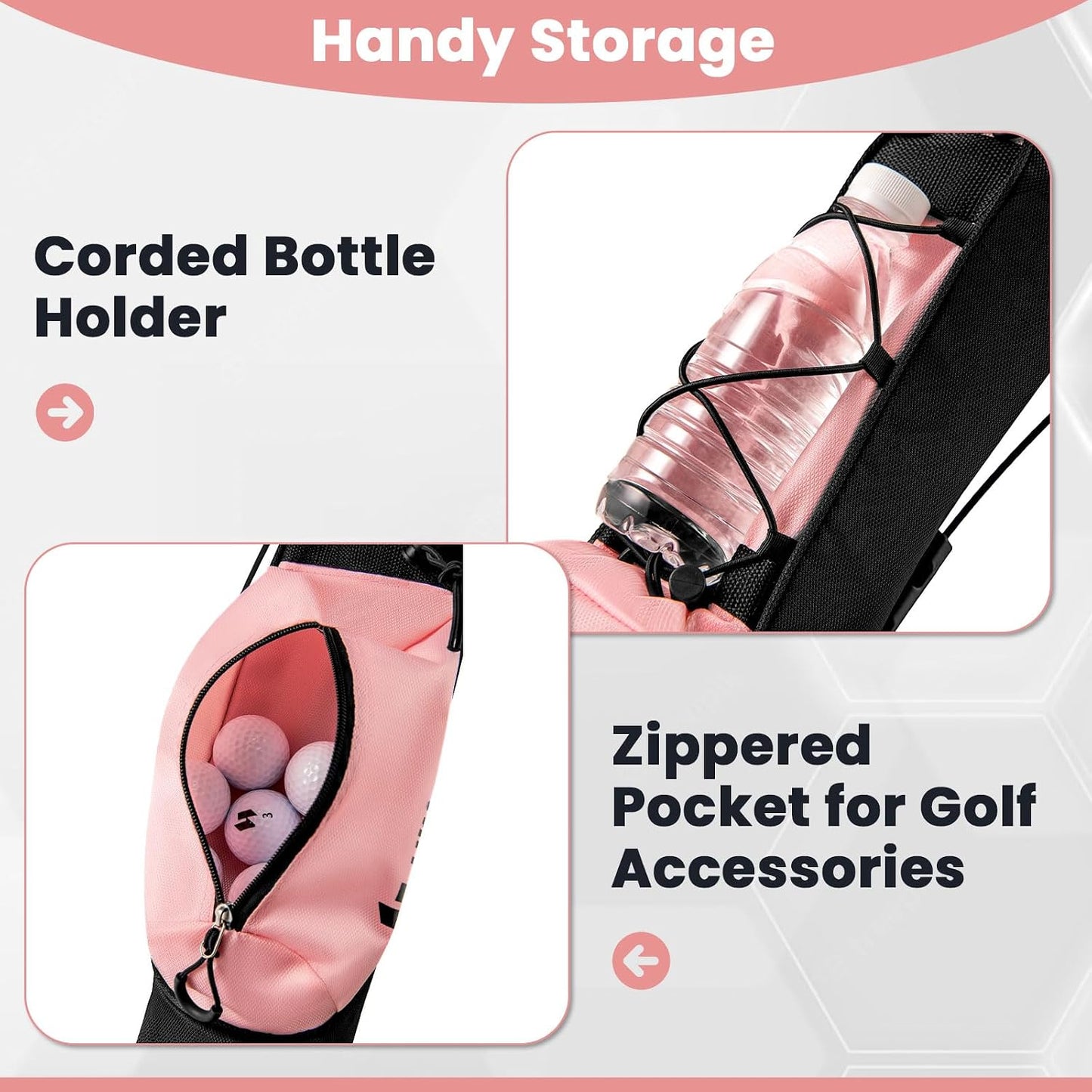 ULTIMATE Golf Stand Bag, Lightweight Sunday Golf Bag w/2 Way Top Dividers, Pocket & Bottle Holder, Pitch n Putt Small Golf Bag for Driving Range, Par 3, Executive Courses