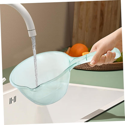 VICASKY 3pcs Water Ladle for Home Kitchen and Bath Thickened Transparent Scoops with Long Handle Multi Purpose Watering Bathing and Cooking Scoop in Pink Light Green and Brown