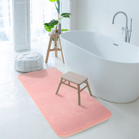 Pink Bath Mat Runner Long Narrow Bathroom Rug Memory Foam Microfiber Bathroom Carpet Non Slip Soft Absorbent Washable Bathrug,16" x 47"