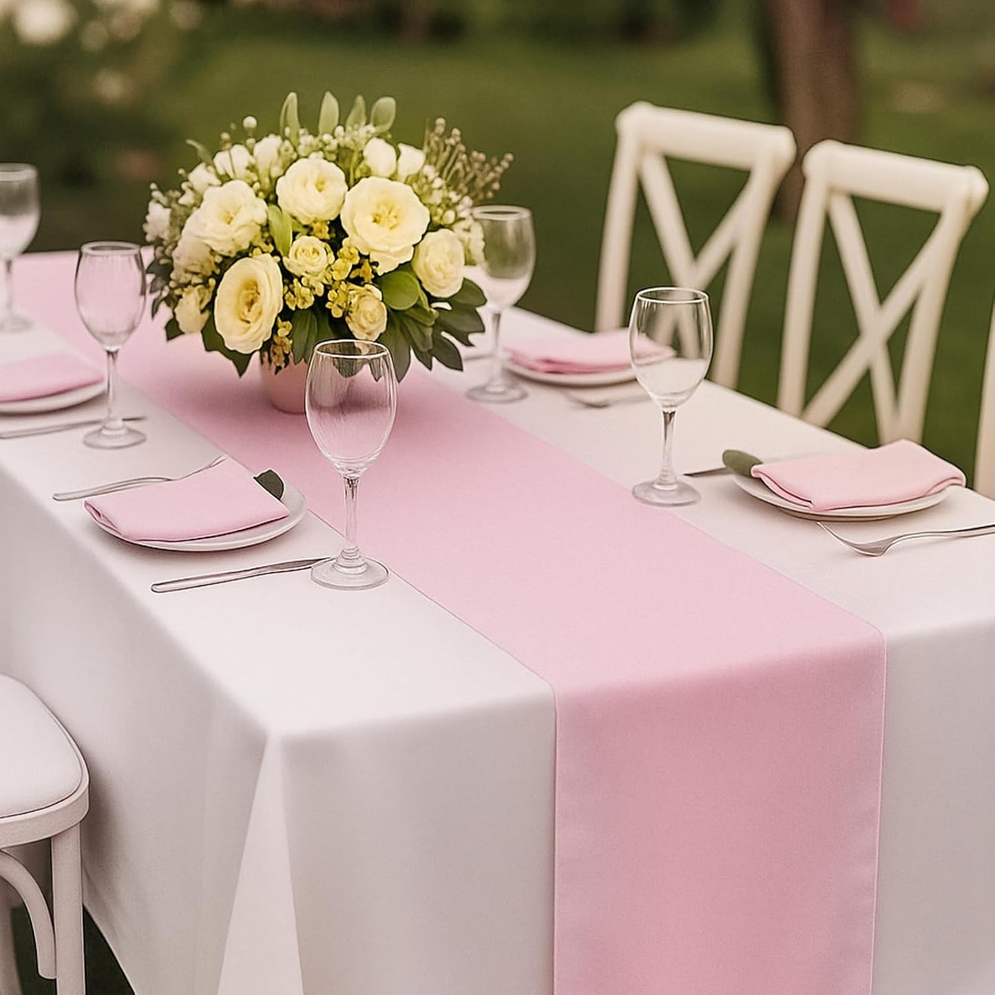 Q&J Fabric Co 2 Packs Satin Table Runners, 12x108 Inches Long, Silk-Like Smooth Pink Satin Table Decor for Festive Christmas Thanksgiving Wedding Birthday Party Banquets Decorations