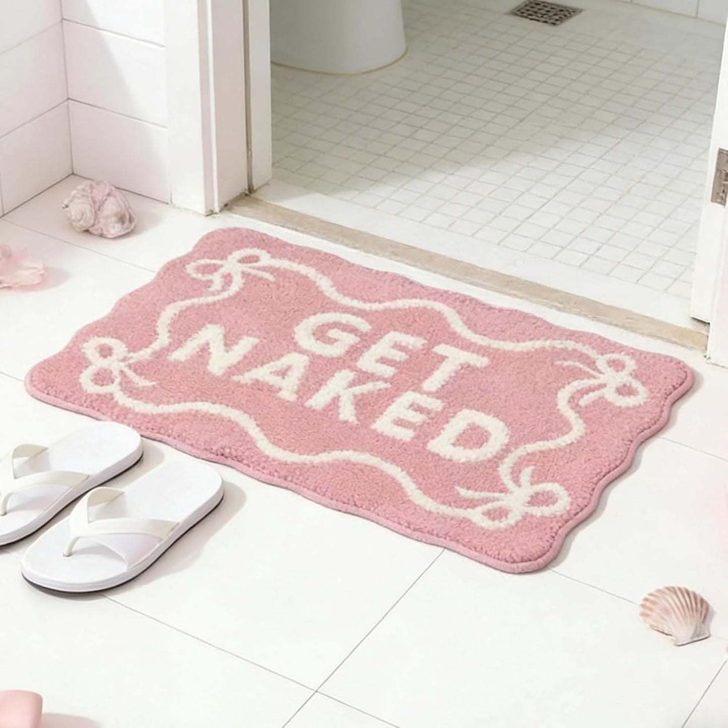Bathroom Rug Cute Bath Mat 19.6“ x 31.4” Pink Bow Bath Rugs for Bathroom Floor Shower Rug Small Home Decor and Accessories Small Non Slip Mats