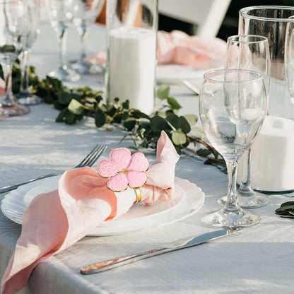 Patelai 24 Pcs Flower Napkin Rings Bulk Pink Gold Cloth Napkin Holder Floral Serviette Buckle Elegant Table Decor for Wedding Birthday Baby Shower Christmas Party Dinner Banquet Daily Use