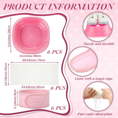 24 Pcs Kids Spa Party Supplies Includes 6 Spa Party Robes 6 Basins 6 Makeup Headband 6 Towels for Sleepover Bath