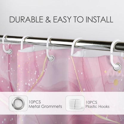 HVEST Modern Marble Shower Curtain, Pink and Gold Luxurious Marble Bathroom Curtain with Hooks, Abstract Art Bath Curtain Polyester Fabric Bath Decor Accessories, 60x72 Inches,YL30460Q