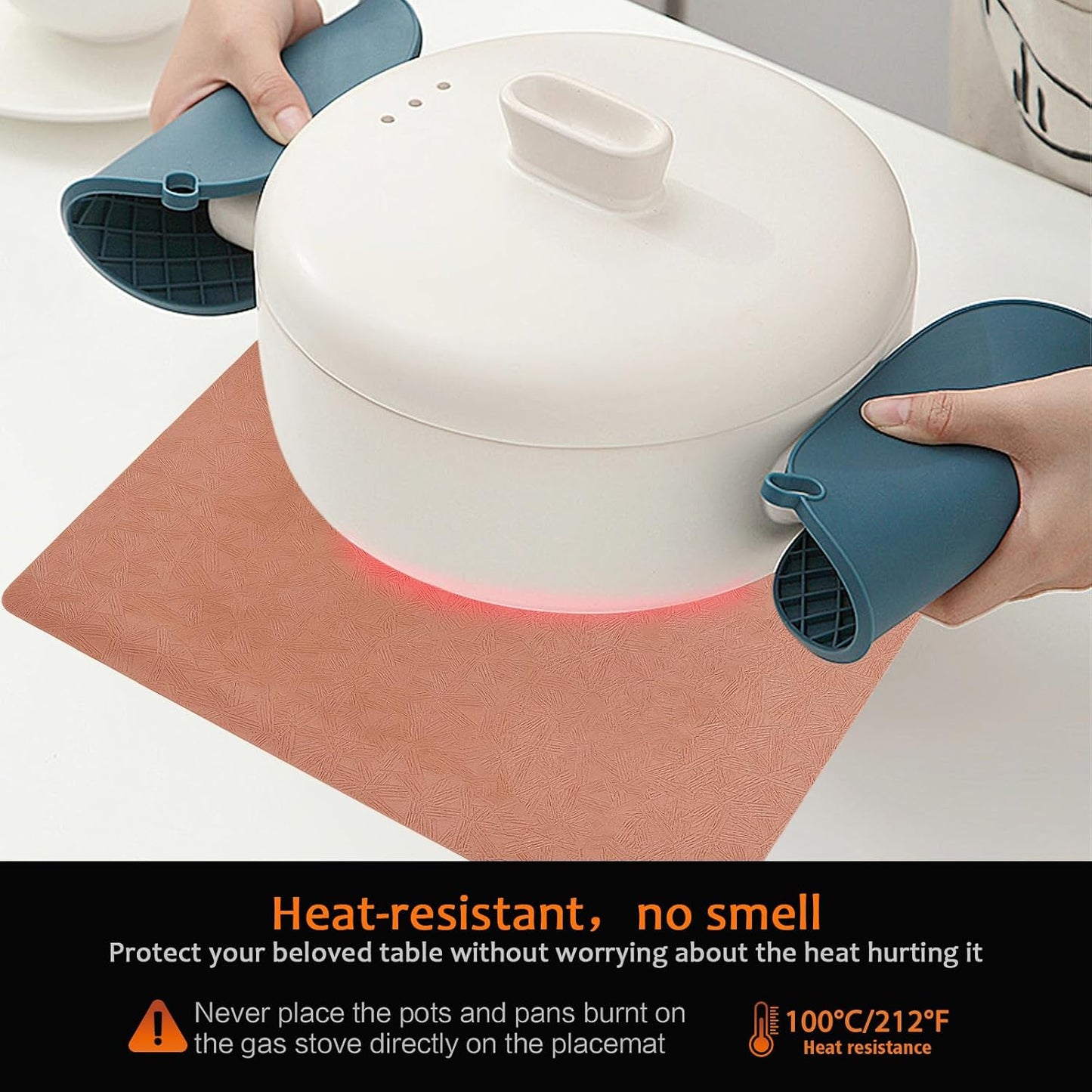 Coral Plastic Vinyl Placemats Set of 12, Waterproof Heat Resistant Table Mats,Faux Leather Wipeable Washable Easy Clean Non-Slip Place Mats for Indoor Outdoor(12,Coral)