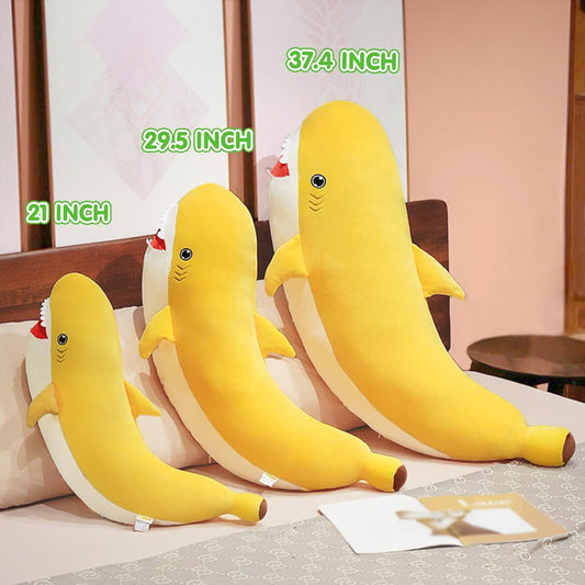 PEACH CAT Banana Shark Plush 21" Large Shark Stuffed Animal Soft Banana Plush Toys Gifts for Kids Yellow