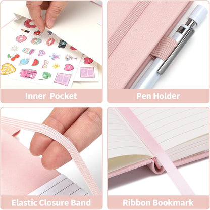 Thboxes 160 Pages Lined Journal Notebook, 5.71" X 8.27" Writing & Journaling Hardcover Executive Notebooks for Student Worker Women Men Notepads Journals for Writing Travel & Organization, Pink