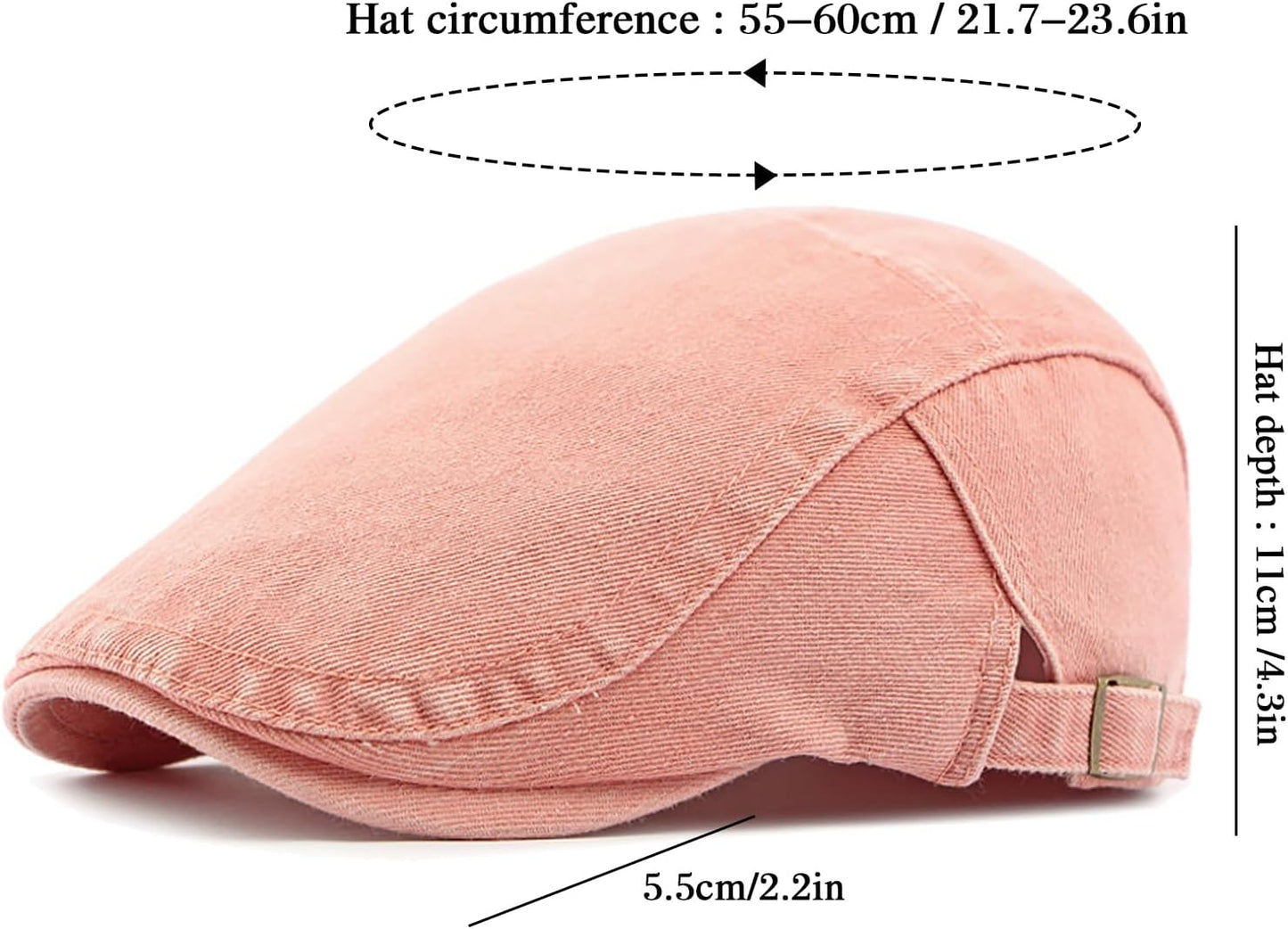 Newsboy Cap for Men Adjustable Flat Ivy Gatsby Cabbie Driving Hat Breathable Denim Cotton Golf Cap