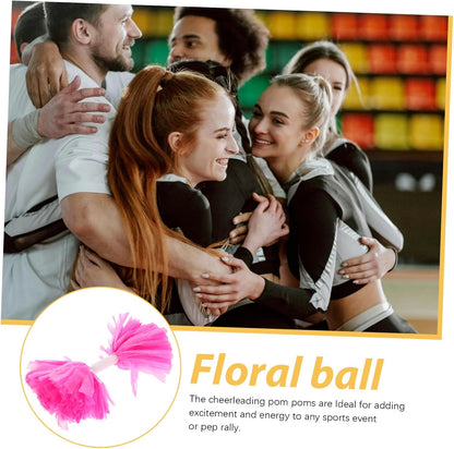 Mikinona 2PCS Handheld Cheerleading Pom Poms with Handle Pink Shiny Pompoms for Team Sports Dance Parties Spirited Cheer Team Accessories