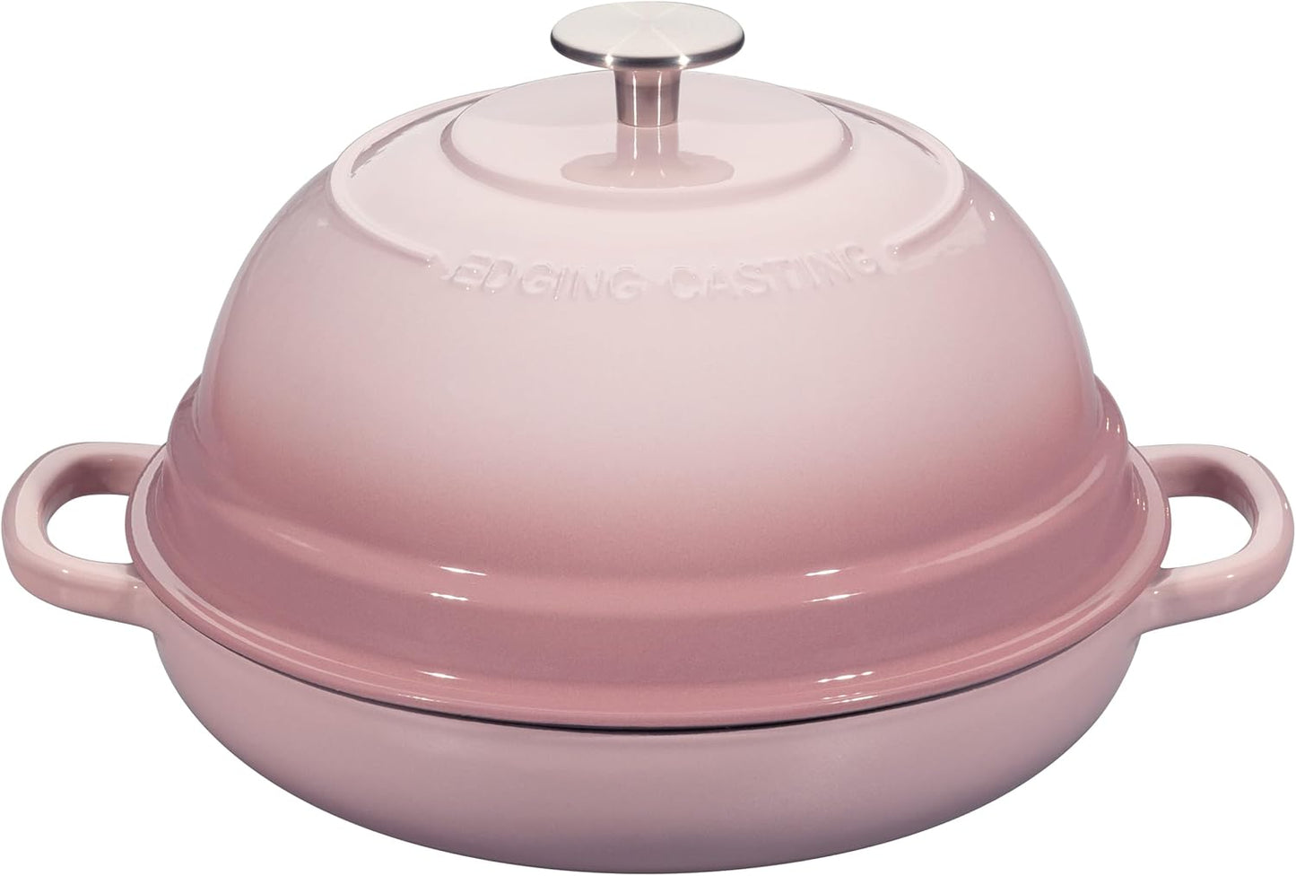 EDGING CASTING Enameled Cast Iron Dutch Oven Pot with Lid, Round Bread Oven for Homemade Sourdough Bread Baking, 6 Quart, Pink