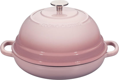 EDGING CASTING Enameled Cast Iron Dutch Oven Pot with Lid, Round Bread Oven for Homemade Sourdough Bread Baking, 6 Quart, Pink