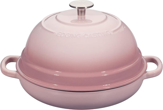 EDGING CASTING Enameled Cast Iron Dutch Oven Pot with Lid, Round Bread Oven for Homemade Sourdough Bread Baking, 6 Quart, Pink