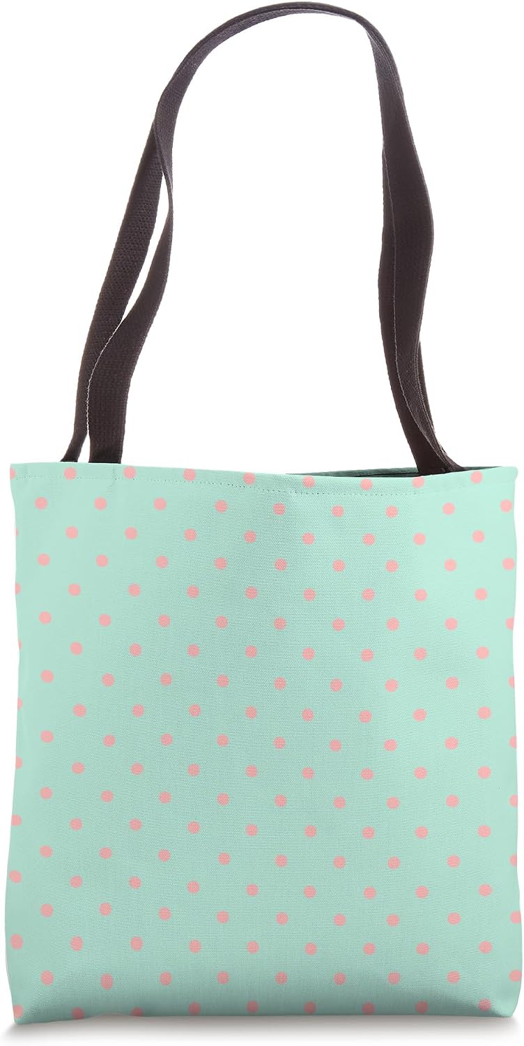 Peach Pink Tiny Polka Dot Pattern Cute Aesthetic Light Blue Tote Bag