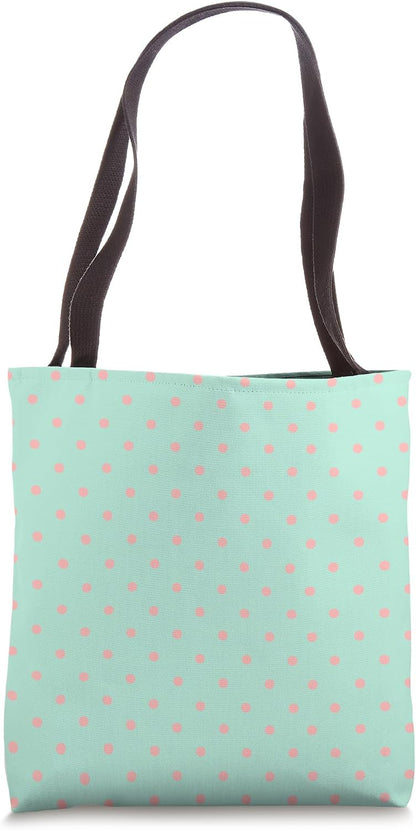 Peach Pink Tiny Polka Dot Pattern Cute Aesthetic Light Blue Tote Bag