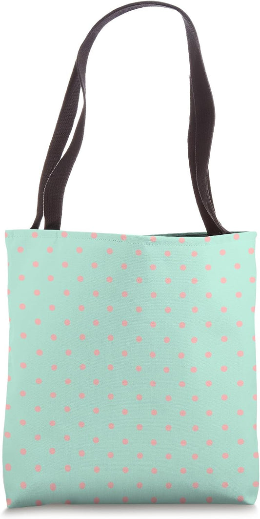 Peach Pink Tiny Polka Dot Pattern Cute Aesthetic Light Blue Tote Bag