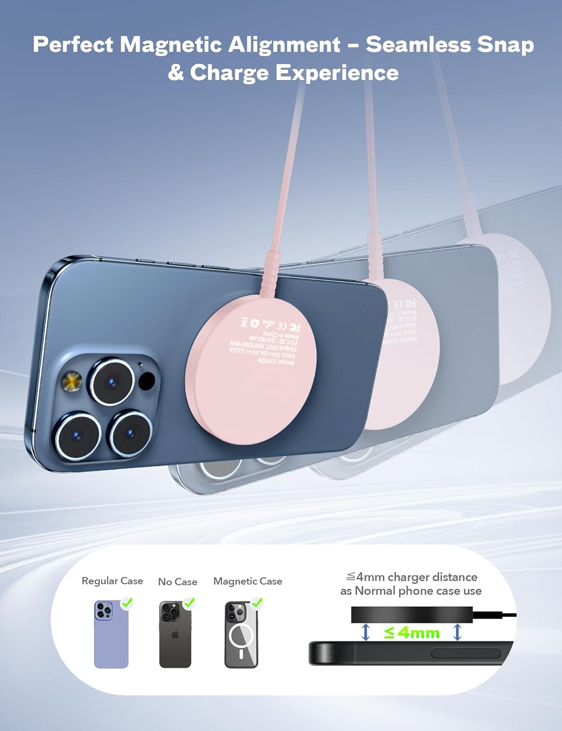 Bohuma Magnetic Wireless Charger: Mag-Safe Charging Pad Fast Charger Pad Dock for Home Office