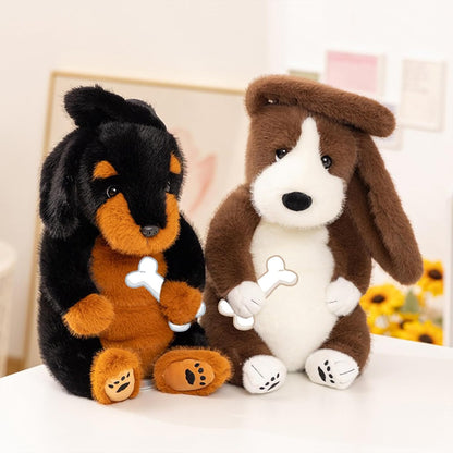 PEACH CAT Basset Hound Dog Stuffed Animal 14" Cute Puppy Plushies Soft Plush Toys Gifts for Kids Brown