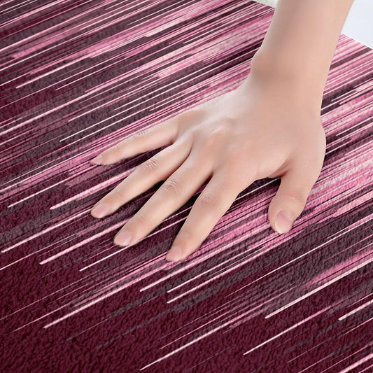 Feelyou Pink Stripes Bathroom Rugs Geometric Ombre Abstract Bath Mats Microfiber Modern Striped Art Bathroom Accessories Luxury Floor Doormats Non-Slip 20"x32" Soft