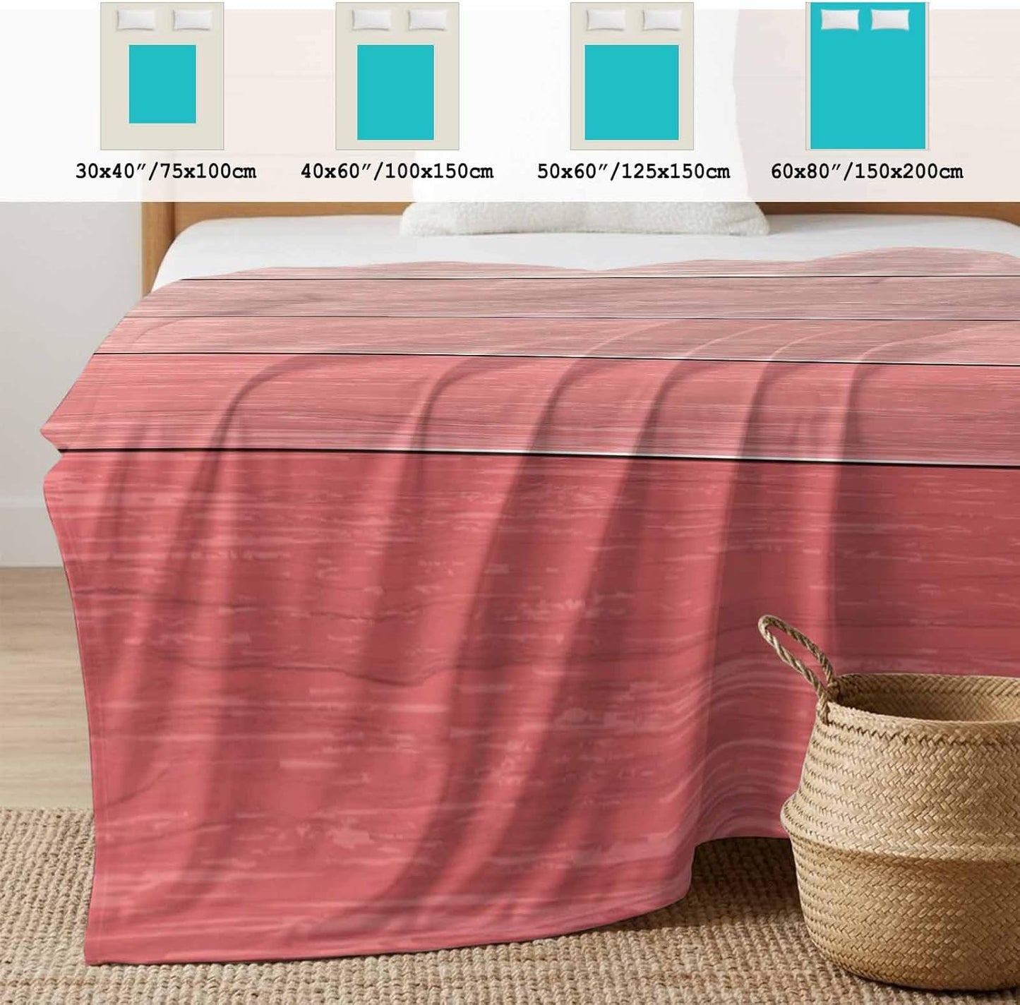 50"x60" Standard Throw Cooling Blanket Peach Pink Wood Grain Ice Silk Lightweight Breathable Soft Summer Blanket for Hot Sleepers Couch Bed Sofa Camping Farmhouse Wooden