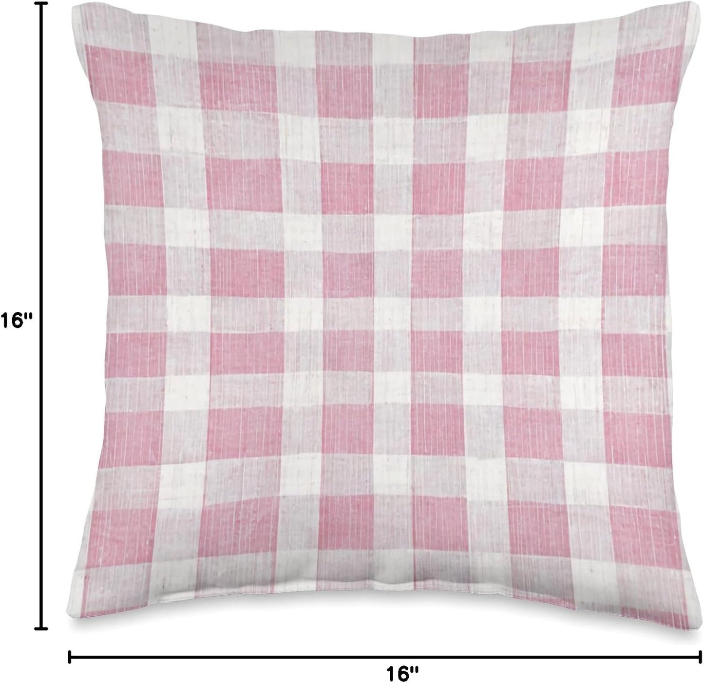 Plaid Pink and White Gingham Check Pattern Throw Pillow