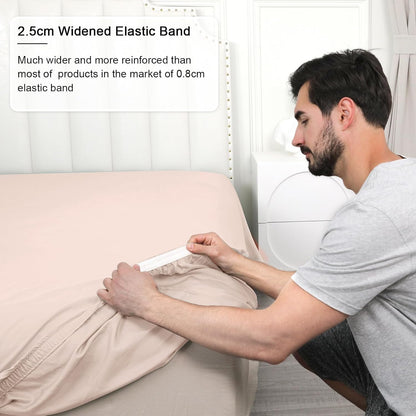 PHF 100% Rayon Derived from Bamboo Fitted Sheet Twin Size, 16" Deep Pocket,2.5cm Wider Strong Elastic Easy Fit, Breathable Silky Soft Skin-Friendly for Hot Sleeper,39"x 75",Peach Blush,No Pillowcases