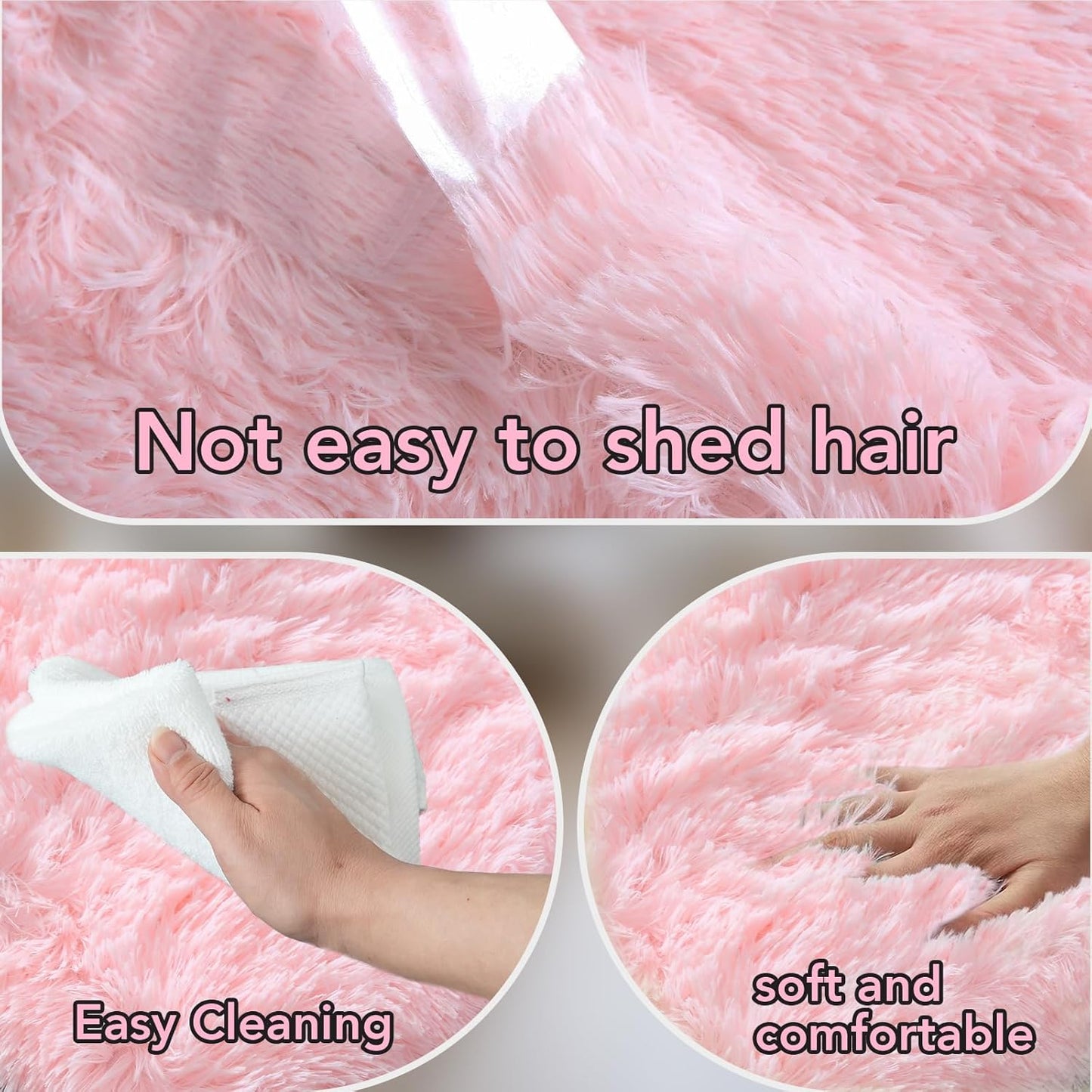 Topmaxcs Area Rug for Girls Bedroom 3x5: Fluffy Area Rugs for Bedroom- 3x5 Small Bedside Furry Fuzzy Area Rugs- Soft Plush Pink Faux Fur Rug for Bedroom, Kids Room, Cute Decor (Pink 3x5)