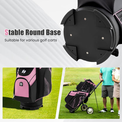ULTIMATE 14-Way Golf Cart Bag, Golf Bag w/Molded Lock Top & Full Length Dividers, Portable Golf Club Bag w/11 Pockets, Cooler Bag, Padded Strap & Rain Hood for Men Women