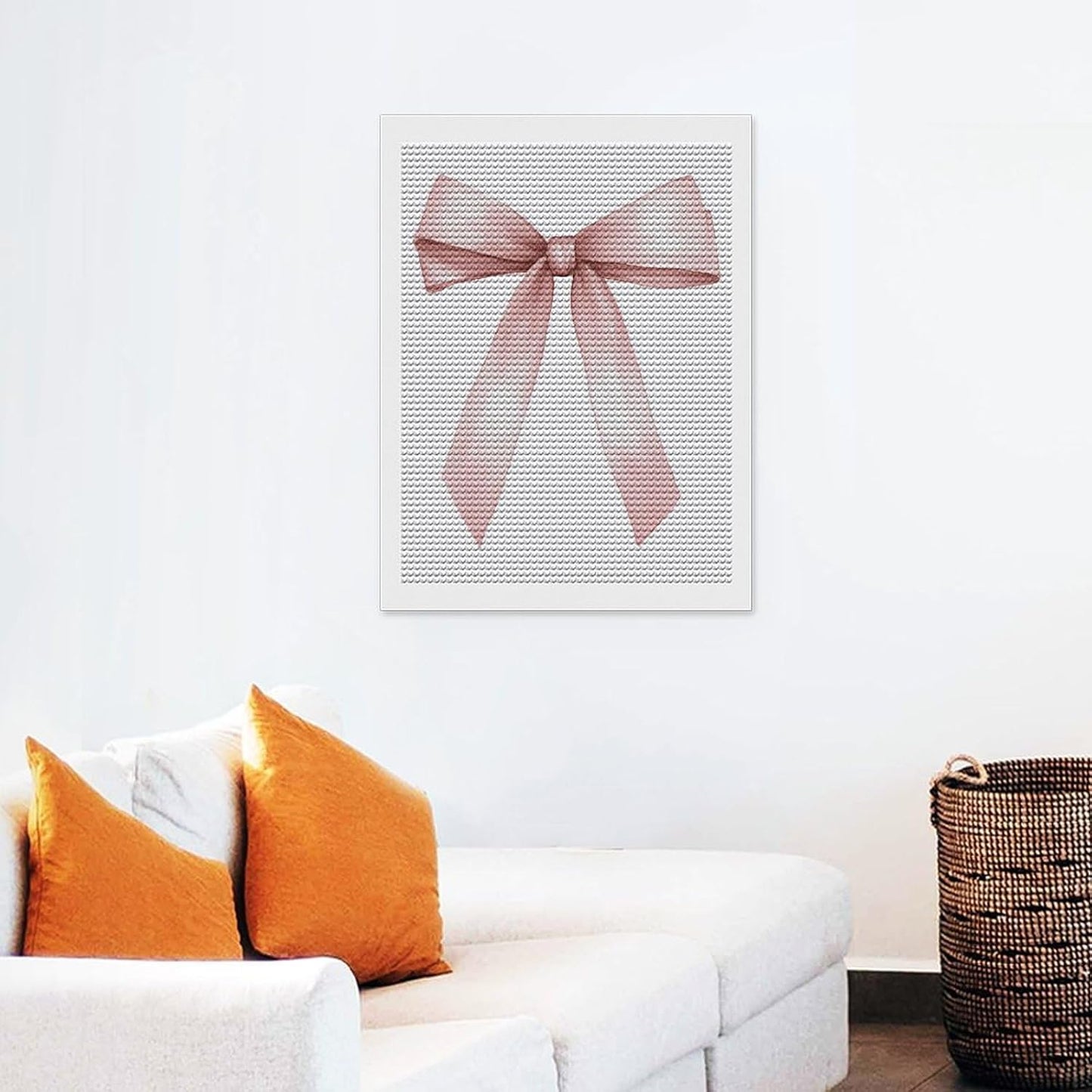 Reccmeny Pink Ribbon Bow in Coquette Garden DIY Gem Art Painting Kit for Adults Full Drill Round Gem Craft Kit 12"x16"