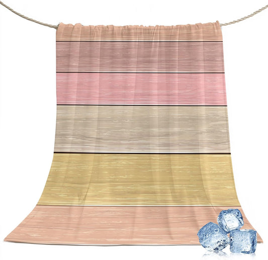 50"x60" Standard Throw Cooling Blanket Peach Pink Wood Grain Ice Silk Lightweight Breathable Soft Summer Blanket for Hot Sleepers Couch Bed Sofa Camping Farmhouse Wooden Plank