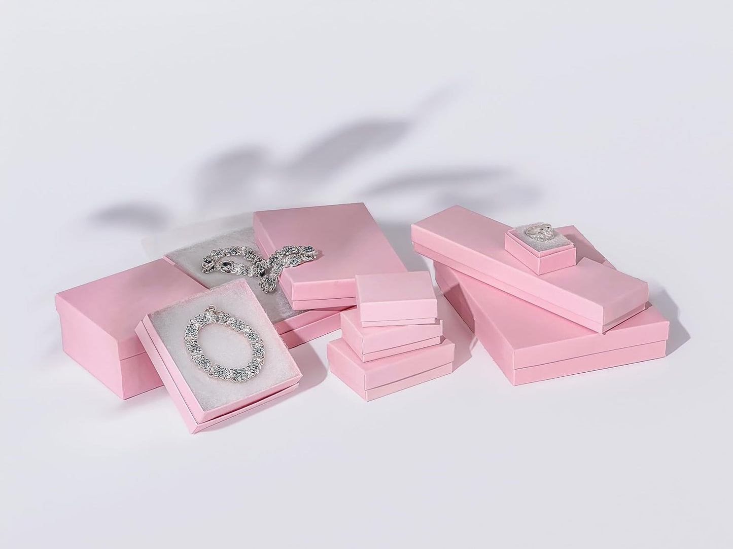 TheDisplayGuys - 25-Pack #33 Cotton Filled Cardboard Paper Jewelry Boxes Gift Case - Pastel Pink (3.5" x 3.5" x 1.0") - for Shipping or Storage