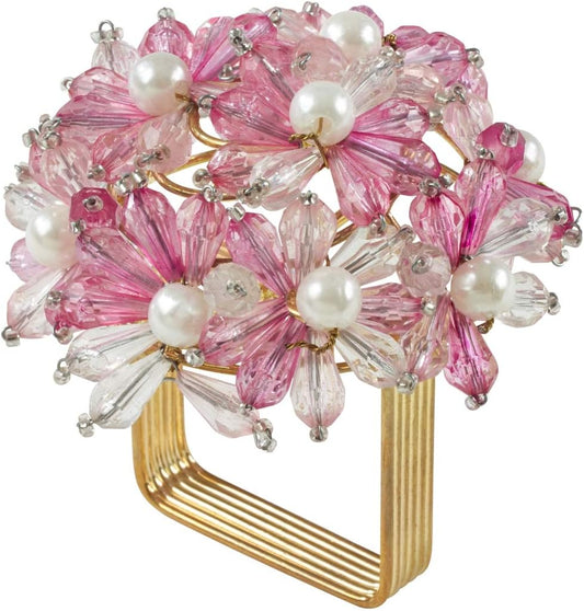 Beaded Floral Napkin Rings (Set of 4)
