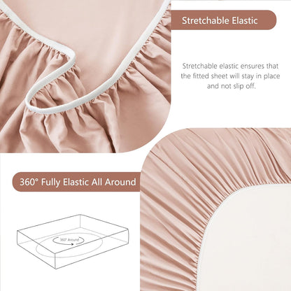 CozyLux Extra Deep Pocket Queen Sheet Set - 6 Piece Microfiber Queen Size Sheets, Fits Mattress up to 21", Oeko-TEX Certified, Breathable Bedroom Decor Bedding, Easy & Secure Fit, Dusty Blush