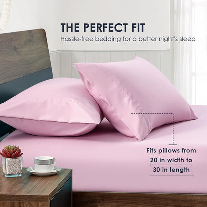 FreshCulture Dusty Pink Pillowcases Queen Size 2 Pack - Pillowcase Set - Envelope Closure - Soft Brushed Microfiber Fabric - 20x30 Inches Pillow Case Set of 2 for Home, Hotels, Schools