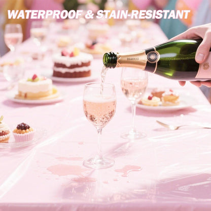 2 Pack Light Pink Plastic Table Cloth Disposable Rectangle Tablecloth 54 x 108 Inch, Light Pink Plastic Table Covers for Birthday Wedding Banquet Picnic Holiday Party Decorations