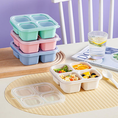 Snack Containers, Stackable Bento Boxes with 4 Compartments, Reusable Snack Containers with Lids, Portable Meal Prep Box, Lightweight Lunch Container for School, Work, Travel, School Supplies