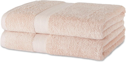 Amazon Basics Fade-Resistant 100% Cotton Bath Towel, Machine Washable, 30"x54", Blush Pink, 2-Pack