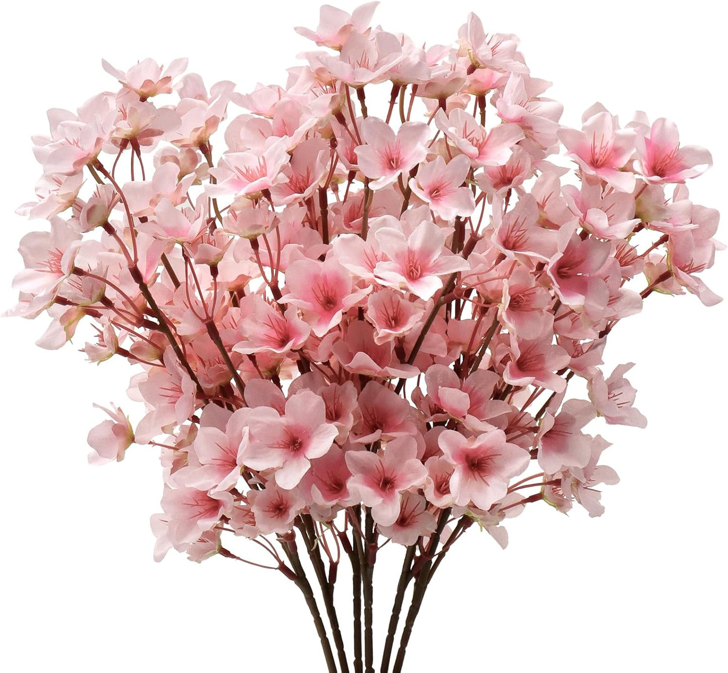 TOCHGREEN 6PCS Artificial Cherry Blossom Flowers, Pink Faux Peach Blossom Branches Stems Silk Fake Flowers 15.7’’ for Home Kitchen Wedding Party DIY Garden Decorations