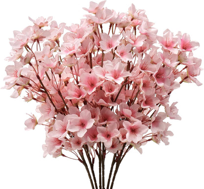 TOCHGREEN 6PCS Artificial Cherry Blossom Flowers, Pink Faux Peach Blossom Branches Stems Silk Fake Flowers 15.7’’ for Home Kitchen Wedding Party DIY Garden Decorations