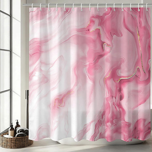 Mocsicka Shower Curtains for Bathroom, Pink Marble Shower Curtain for Bathroom, Pink and White Shower Curtain Modern Art Decor Waterproof Fabric Bath Curtain for Modern Bath Decor, 72 X 72 Inch