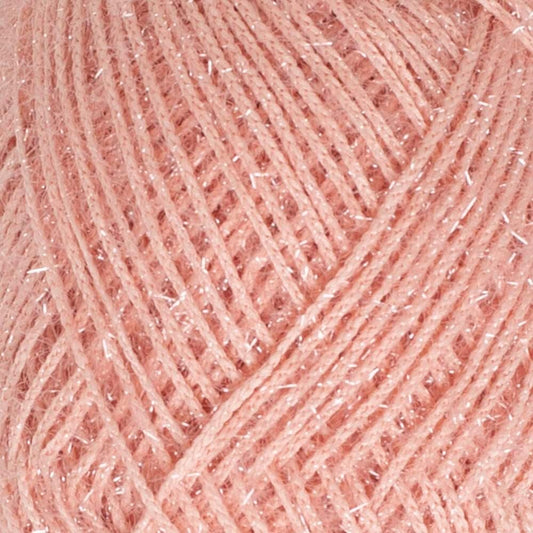 1 Skein Loren Silver, Metallic Sparkle Yarn for Knitting, Crochet, 100 Grams (3.5 oz), 195 Meters (213 Yards),%70 Micro Polyester%30 Metallic Glitter, Sheen Yarn, Powder Pink - RS0040