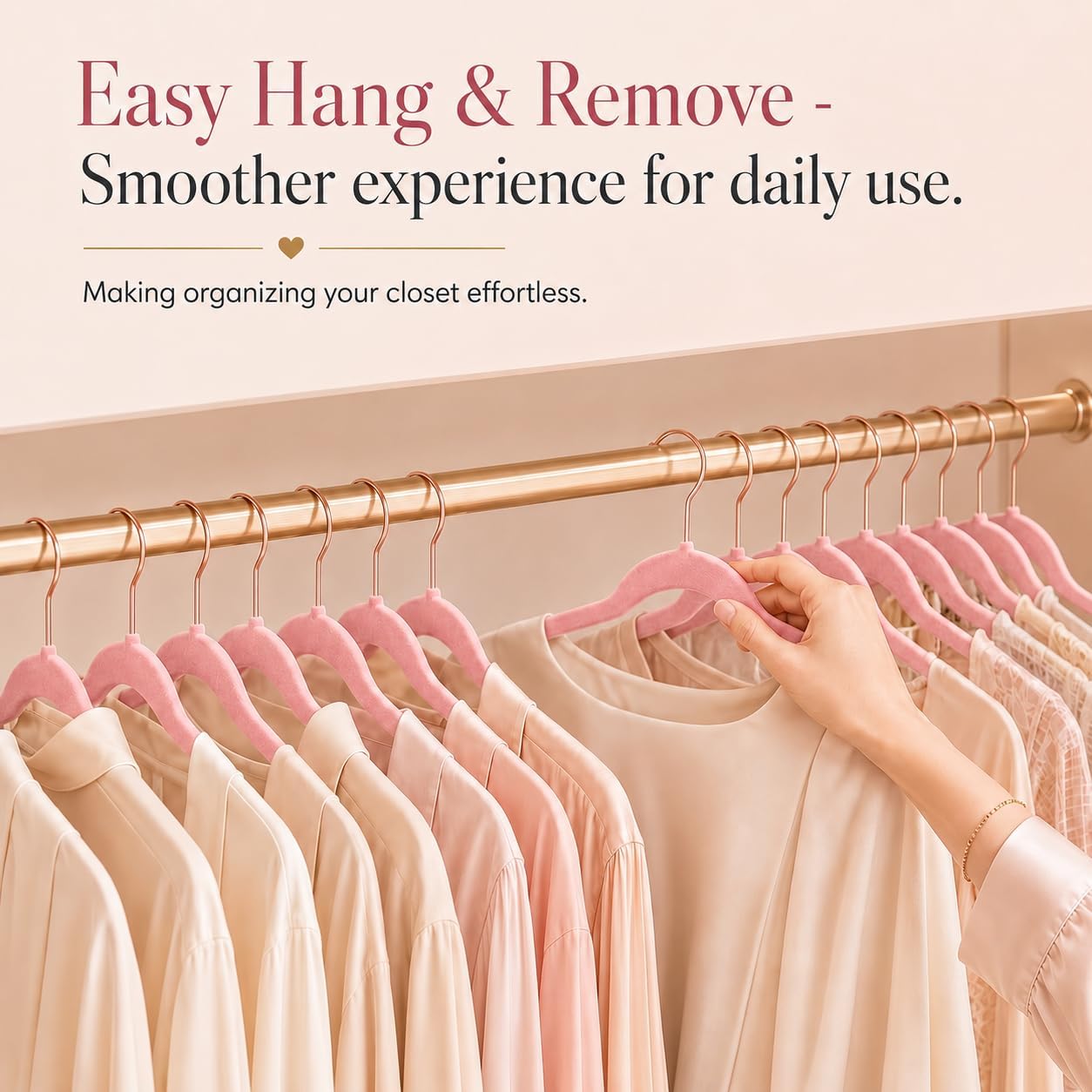 Smartor Pink Velvet Hangers - 50 Pack, Felt Hangers Non Slip Rose Gold Velvet Hangers, Heavy Duty Felt Hanger Flocked Hangers as Coat Hangers, Suit Hangers - Heavy Duty Clothes Hangers Velvet - Pink