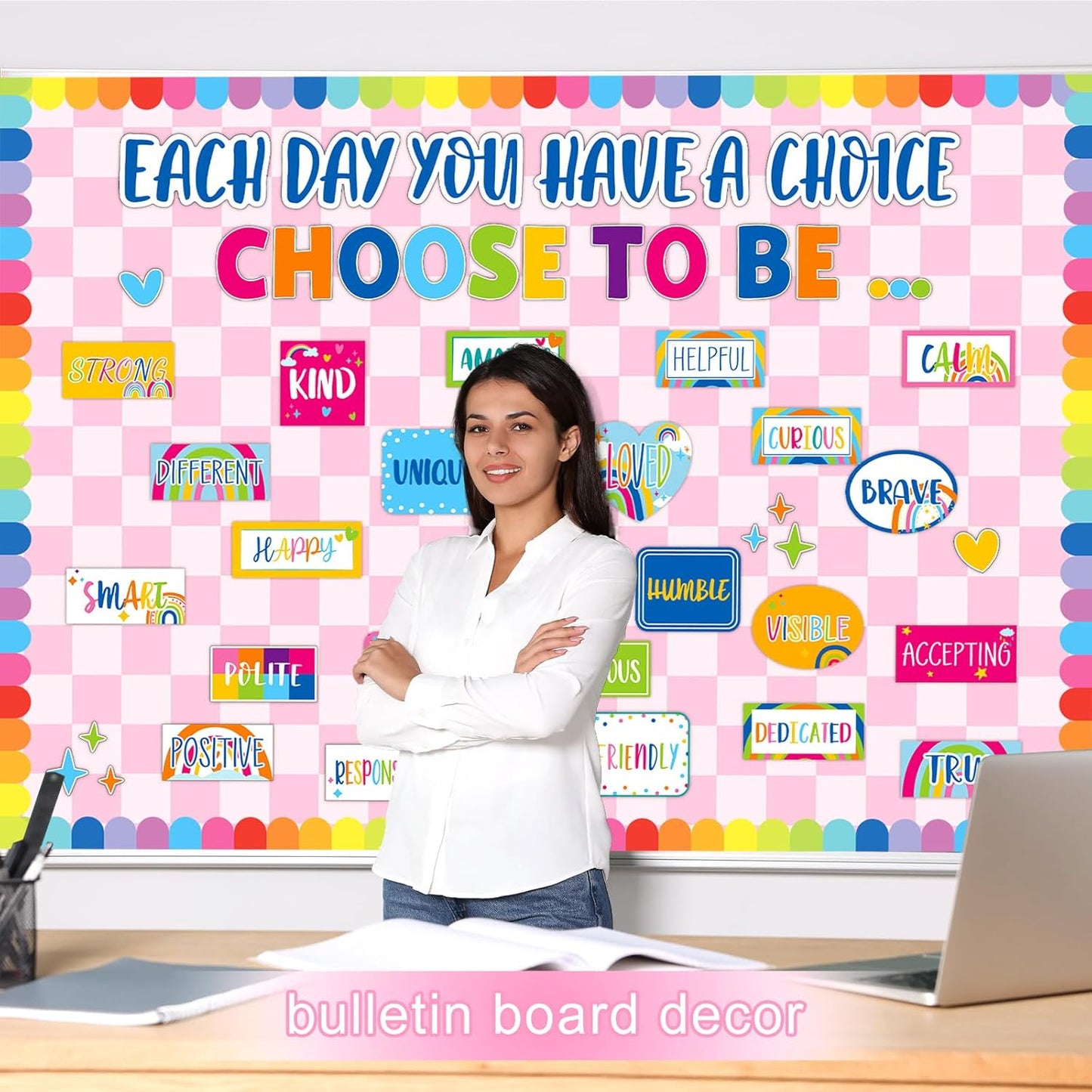 Pink Checked Bulletin Board Roll Reusable Waterproof Erasable Pastel Pink Non-Woven Fabric Bulletin Board Roll Wrinkle Resistant Background Poster for Classroom Decor Wrapping DIY Crafts 15.7" x 20ft
