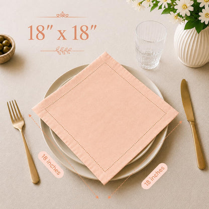 Cotton Cloth Napkins Set of 12, 18x18 Cotton Napkin Cloth Washable, Soft, Reusable Napkins for Wedding, Parties, Christmas, Thanksgiving, Everyday Use (Petal Peach) - ALPHA Living HOME