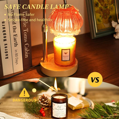 HAIDOLIANG Candle Warmer Lamp with Timer - Adjustable Height and Stepless Dimmable, Birthday Gifts for Women/Mom, Flower - Unique Teacher Appreciation Gifts (Pink)
