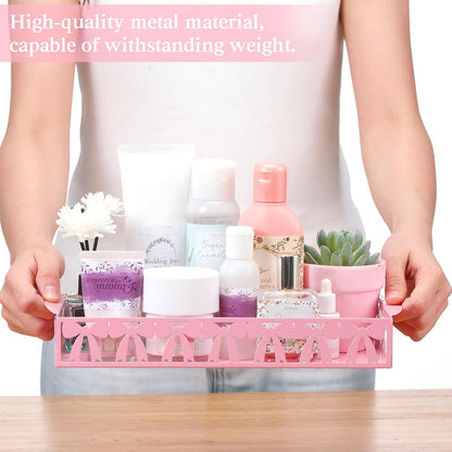 Pink Bow Toilet Paper Basket Cute Metal Toilet Tank Paper Holder with Handle Pink Bow Bathroom Storage Organizer Coquettish Preppy Accessories Decor for Bathroom Restroom