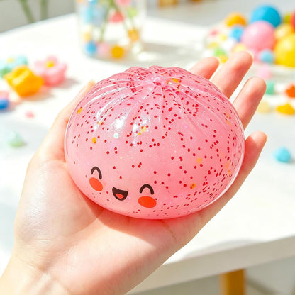 Dumpling 2026 New Glitter Soft Box, Stress Relief, Soft Squeeze Decompression Dough, Dumpling Soft for Stress Relief (Transparent Pink)