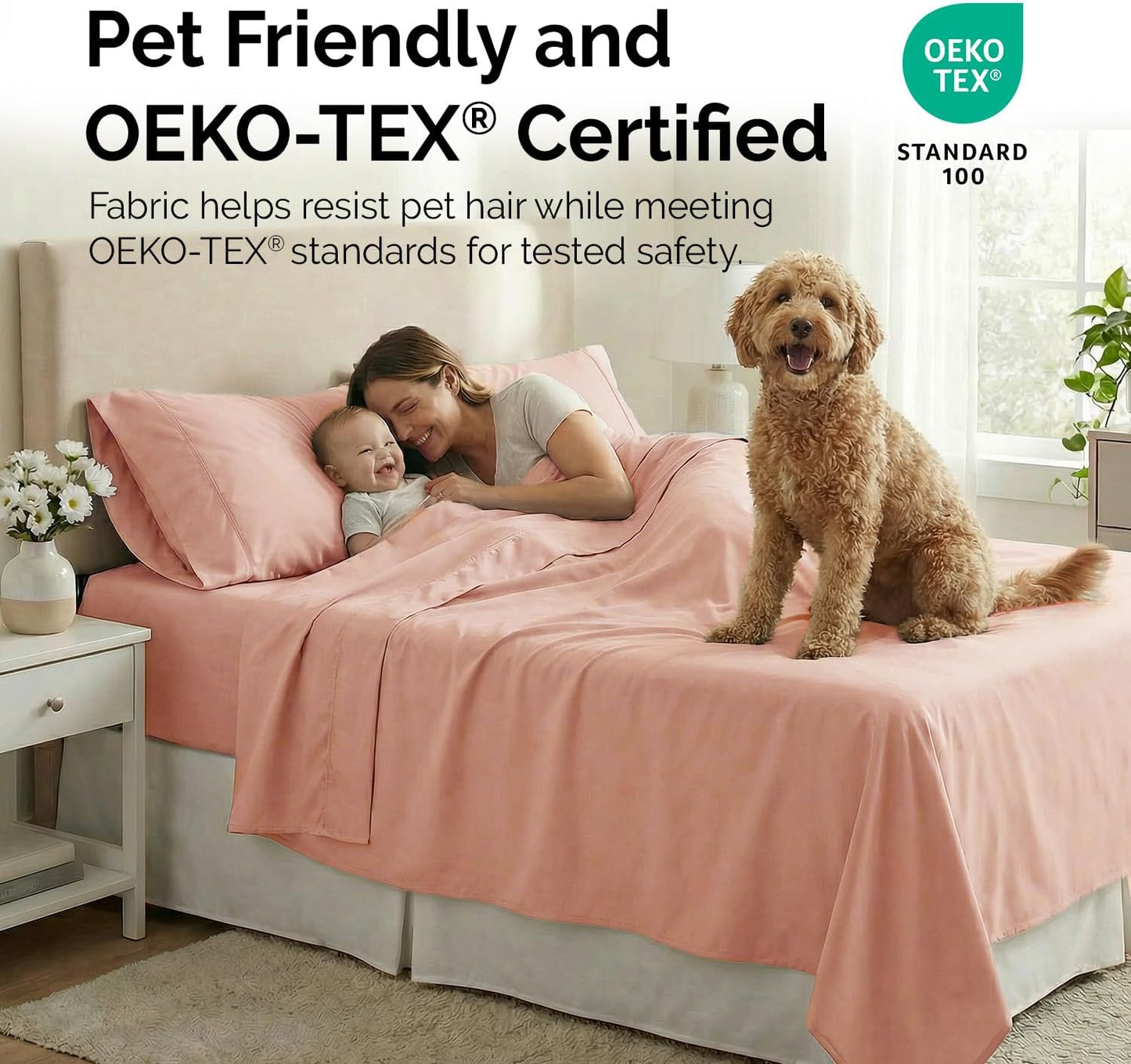 Southshore Fine Living, Inc. 6-Piece Bed Sheets Full Size Set, 21-Inch Full Size Bed Sheets, 1 Deep Pocket Fitted Sheet, 1 Flat Sheet, Queen Pillowcases, Blush Pink Pillow Cases, Blush Bedding